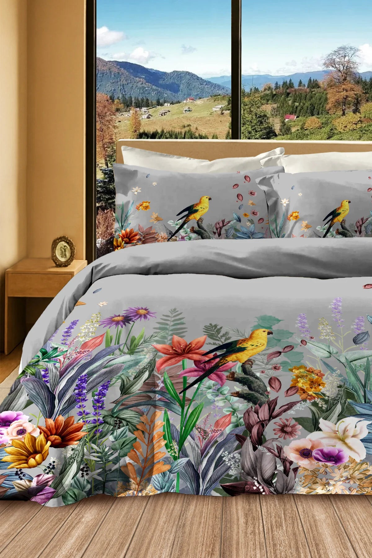 Çift Kişilik Nevresim Takımı %100 Pamuk Lastikli Çarşaflı Forest