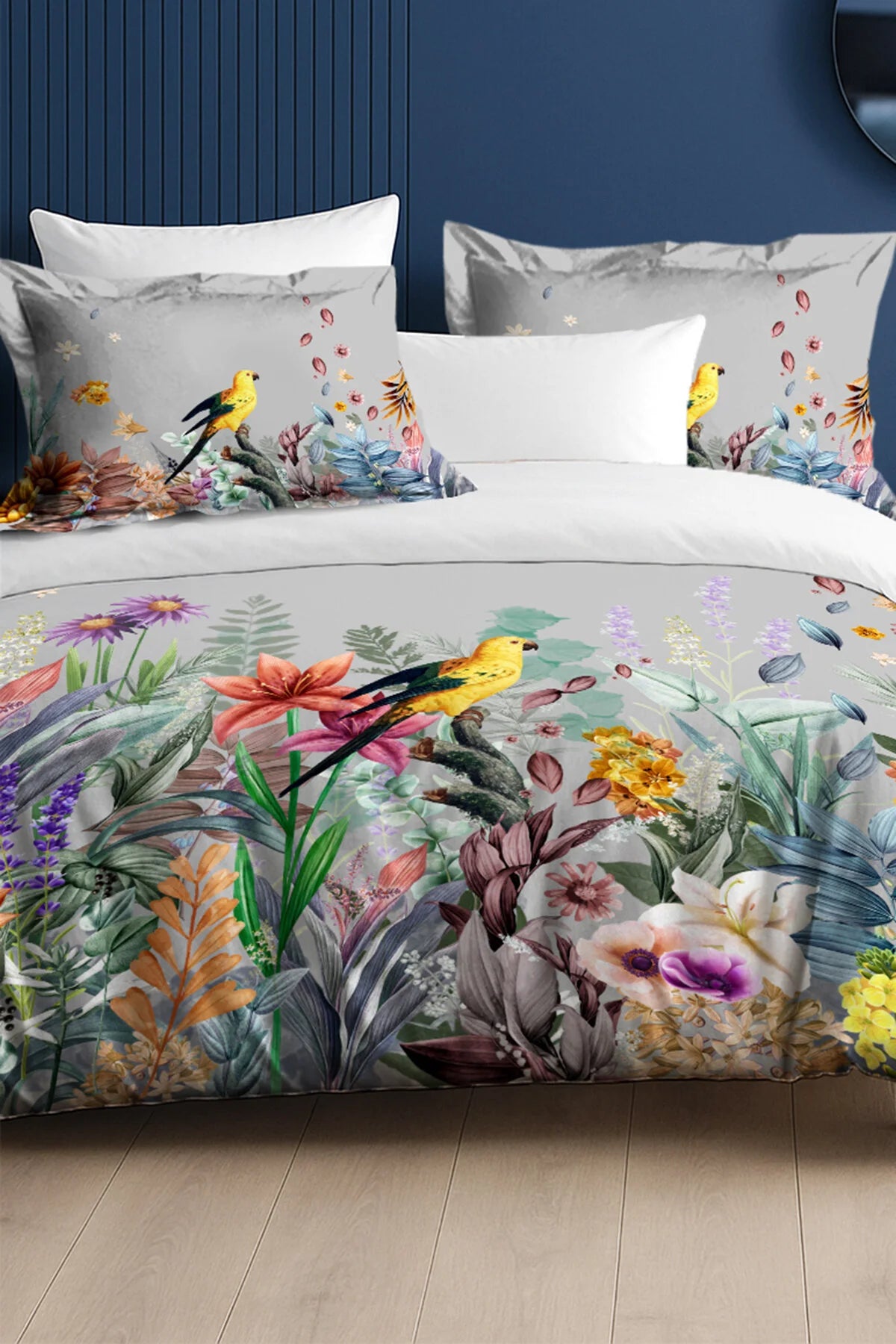 Çift Kişilik Nevresim Takımı %100 Pamuk Lastikli Çarşaflı Forest