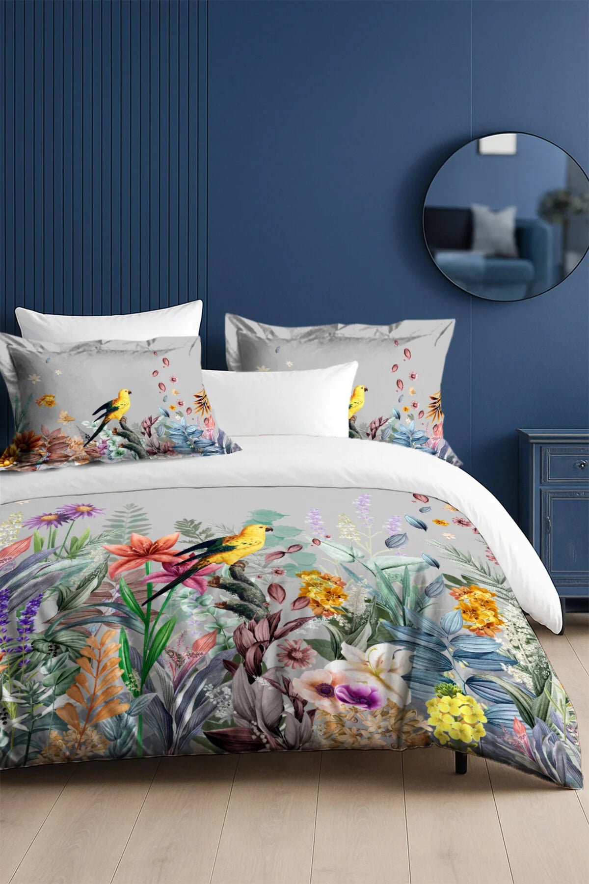 Çift Kişilik Nevresim Takımı %100 Pamuk Lastikli Çarşaflı Forest