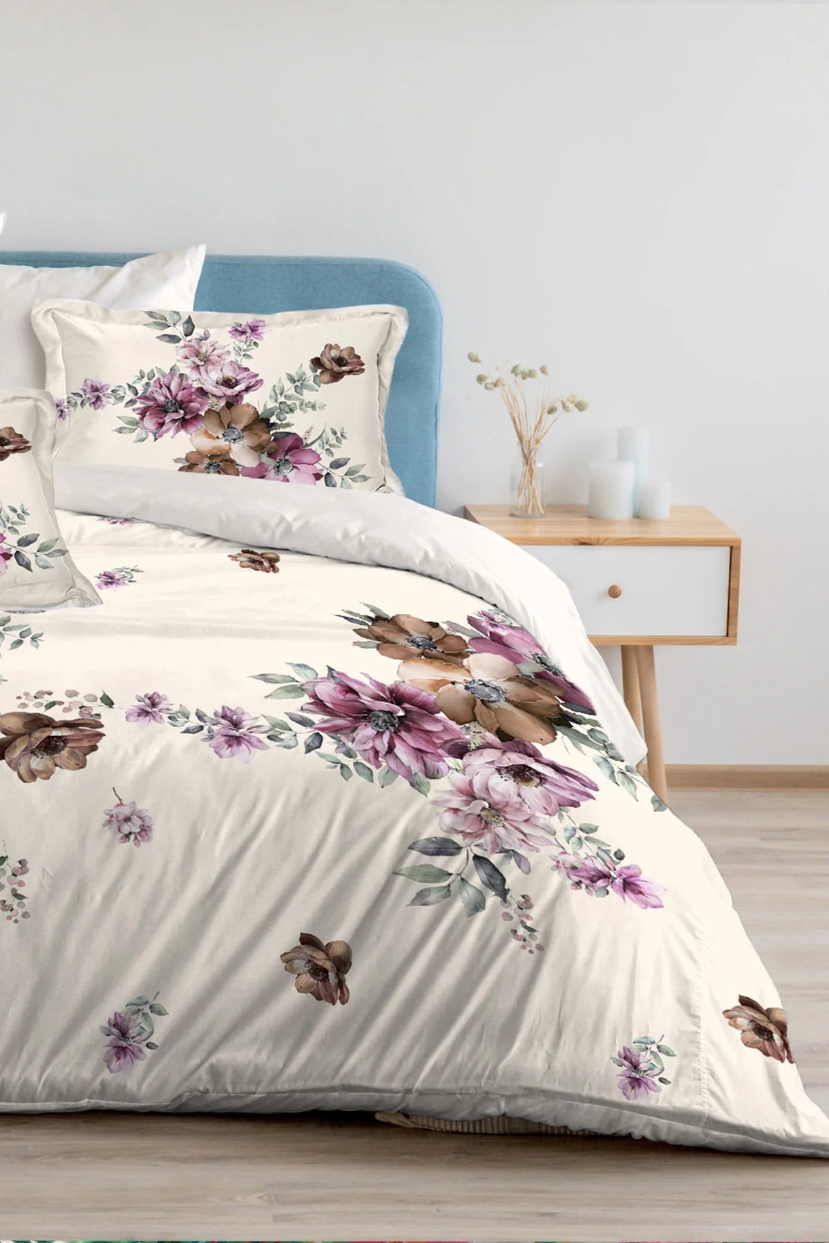 Çift Kişilik Nevresim %100 Pamuk Oeko-tex®Sertifikalı Özel Dokuma Son Bahar Gülü