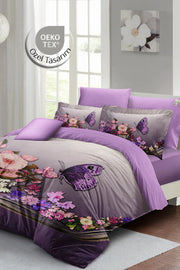 Çift Kişilik %100 Pamuk Saten Nevresim Takımı Butterfly – Anneler Günü Özel Dokuma