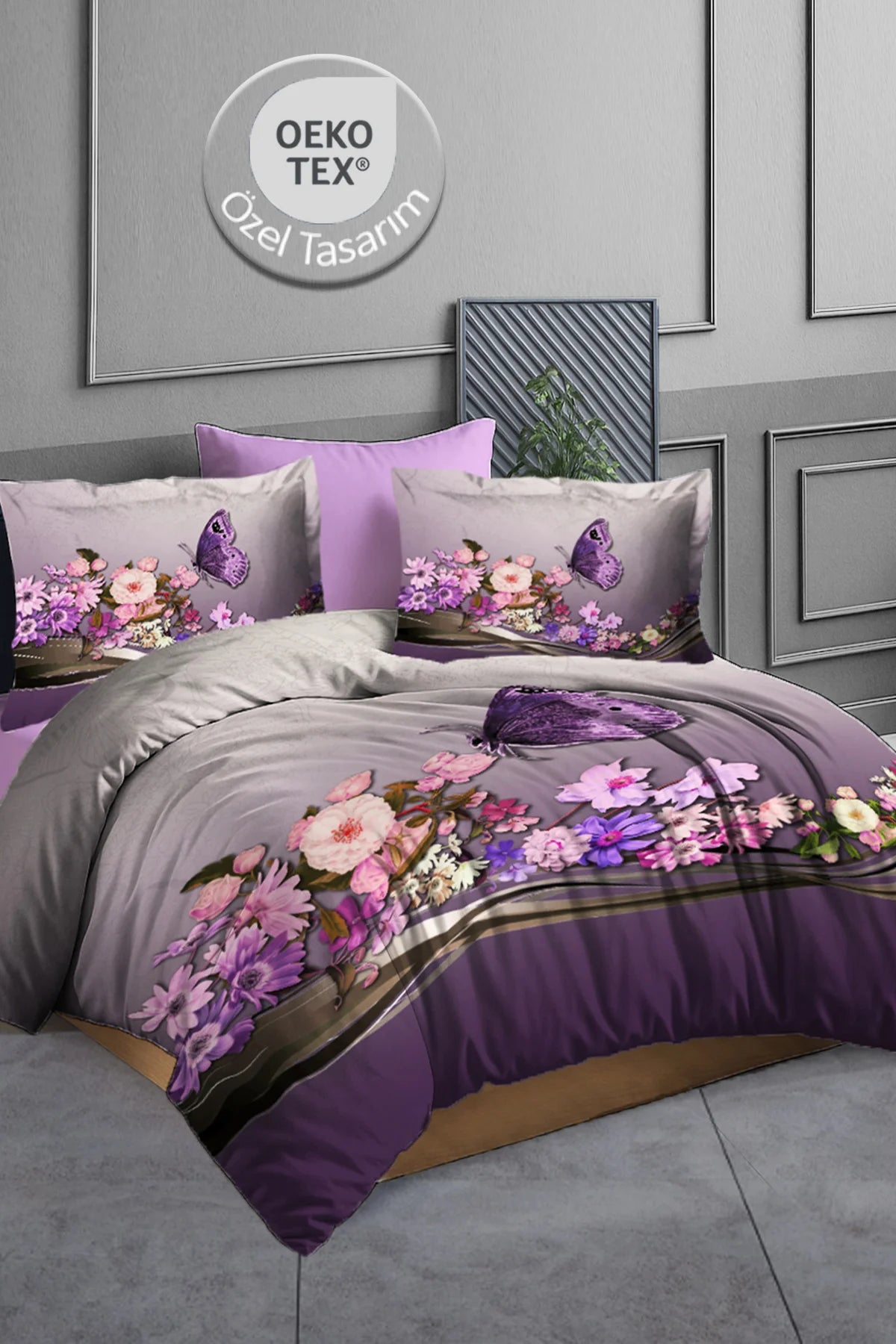 Çift Kişilik %100 Pamuk Saten Nevresim Takımı Butterfly – Anneler Günü Özel Dokuma