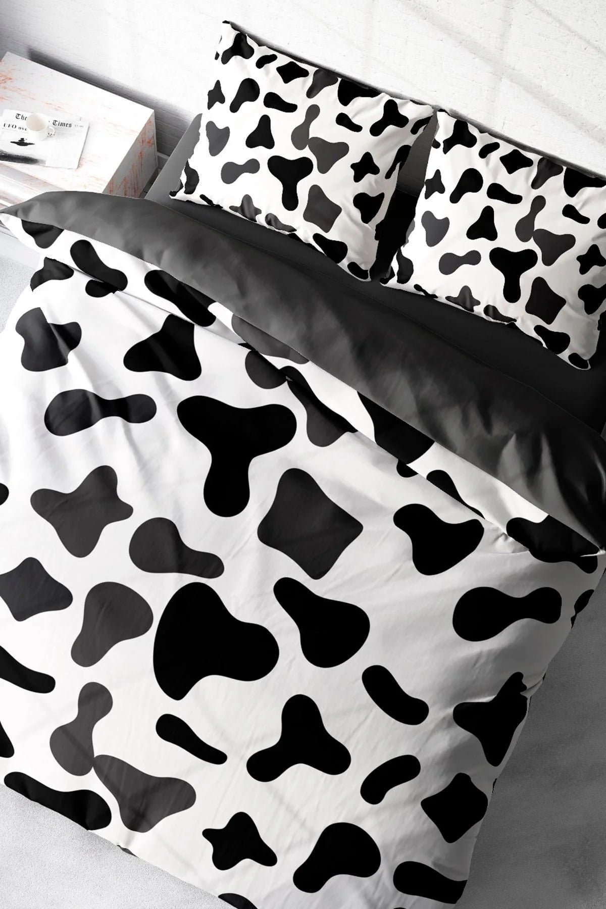Cow 3D Pamuk Saten Çift Kişilik Nevresim Takımı
