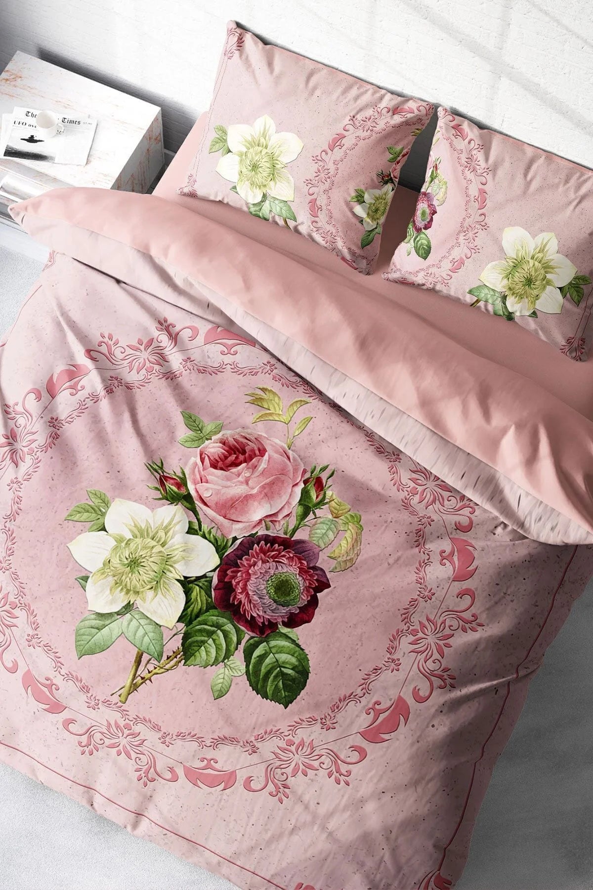 Damask Rose 3D Çift Kişilik Nevresim Takımı