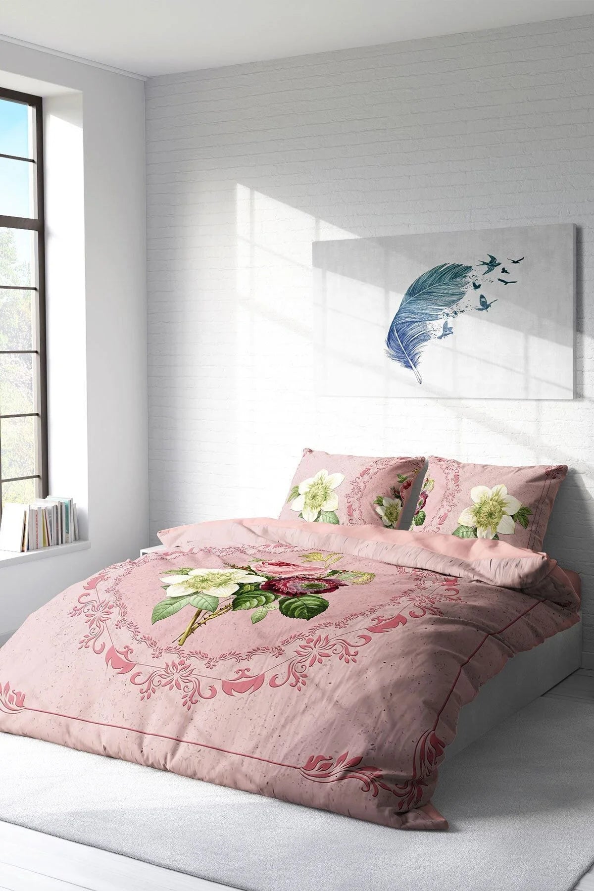 Damask Rose 3D Çift Kişilik Nevresim Takımı