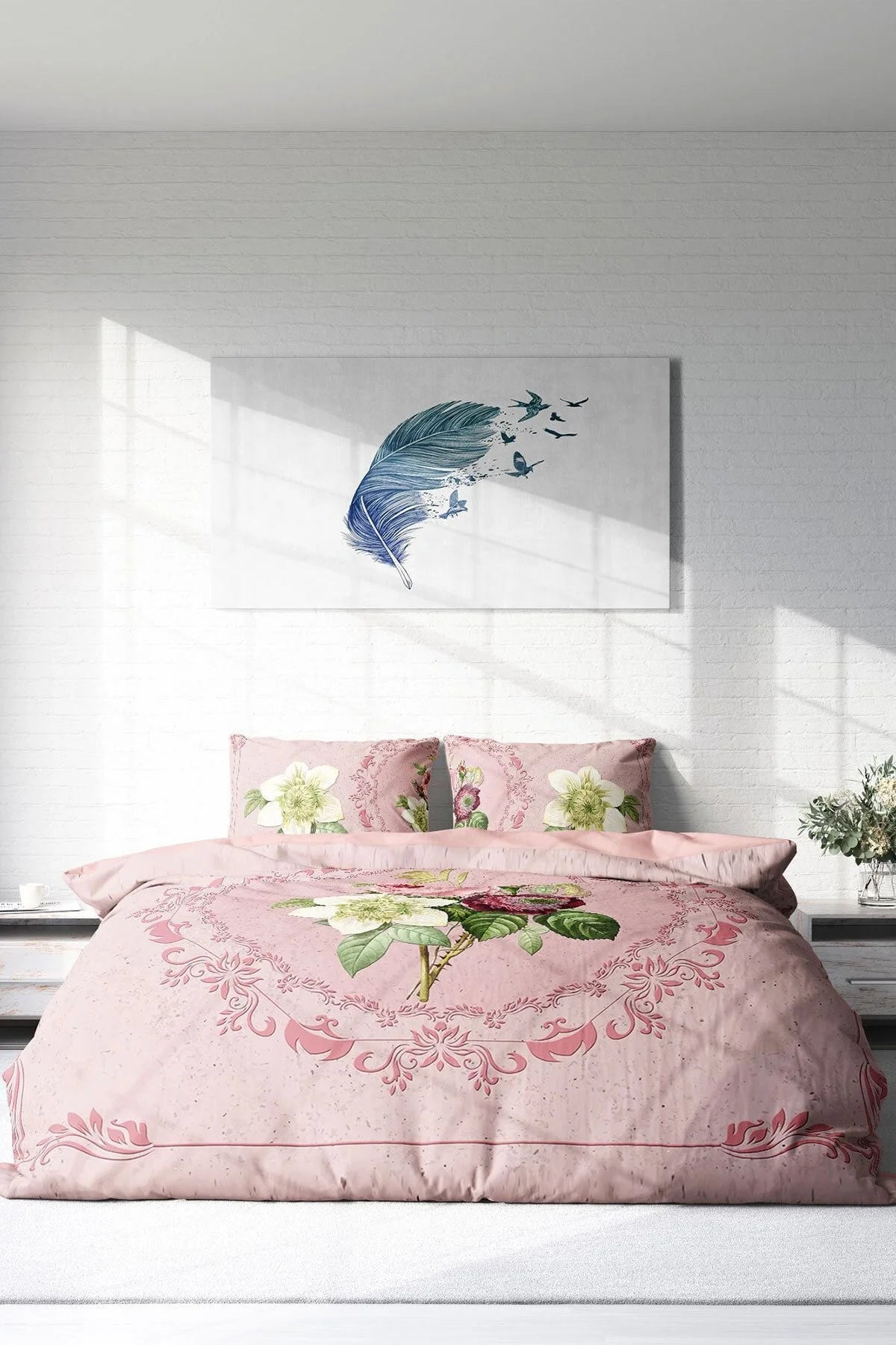Damask Rose 3D Çift Kişilik Nevresim Takımı