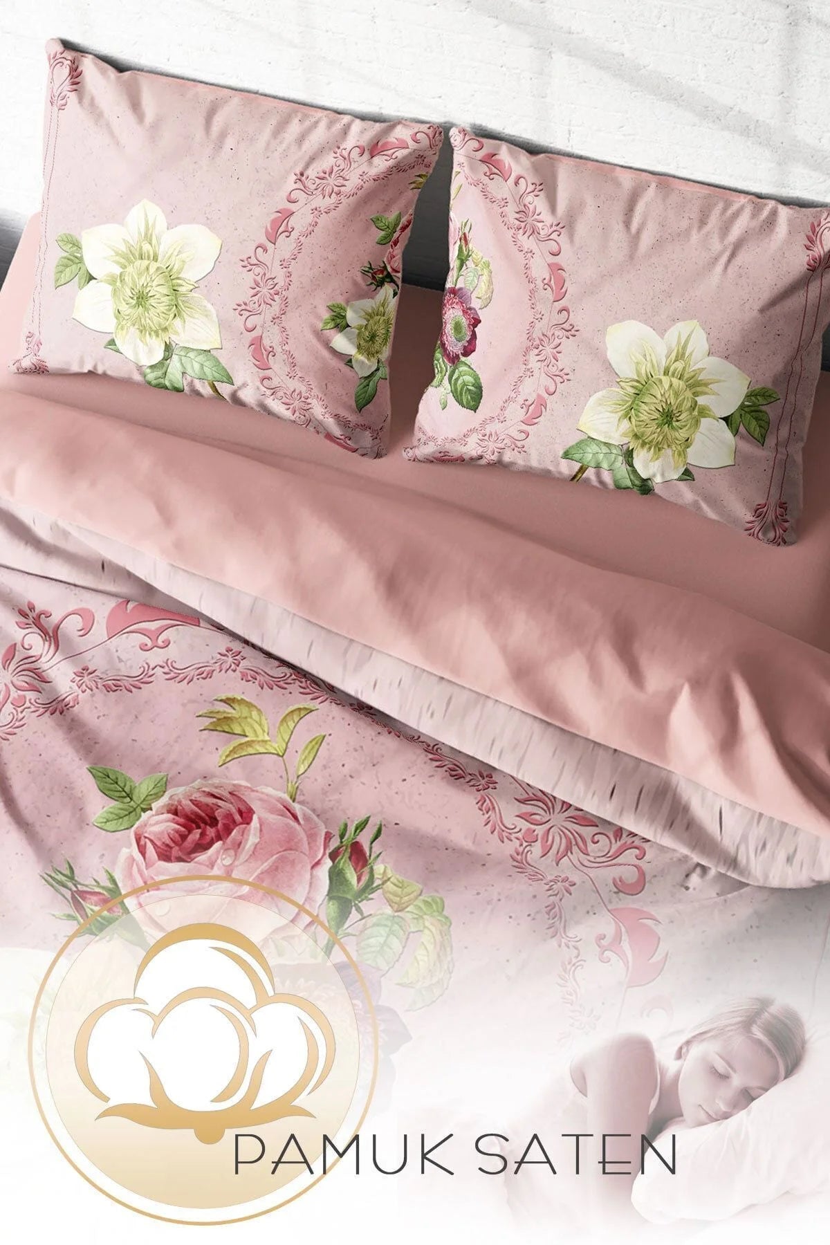 Damask Rose 3D Çift Kişilik Nevresim Takımı