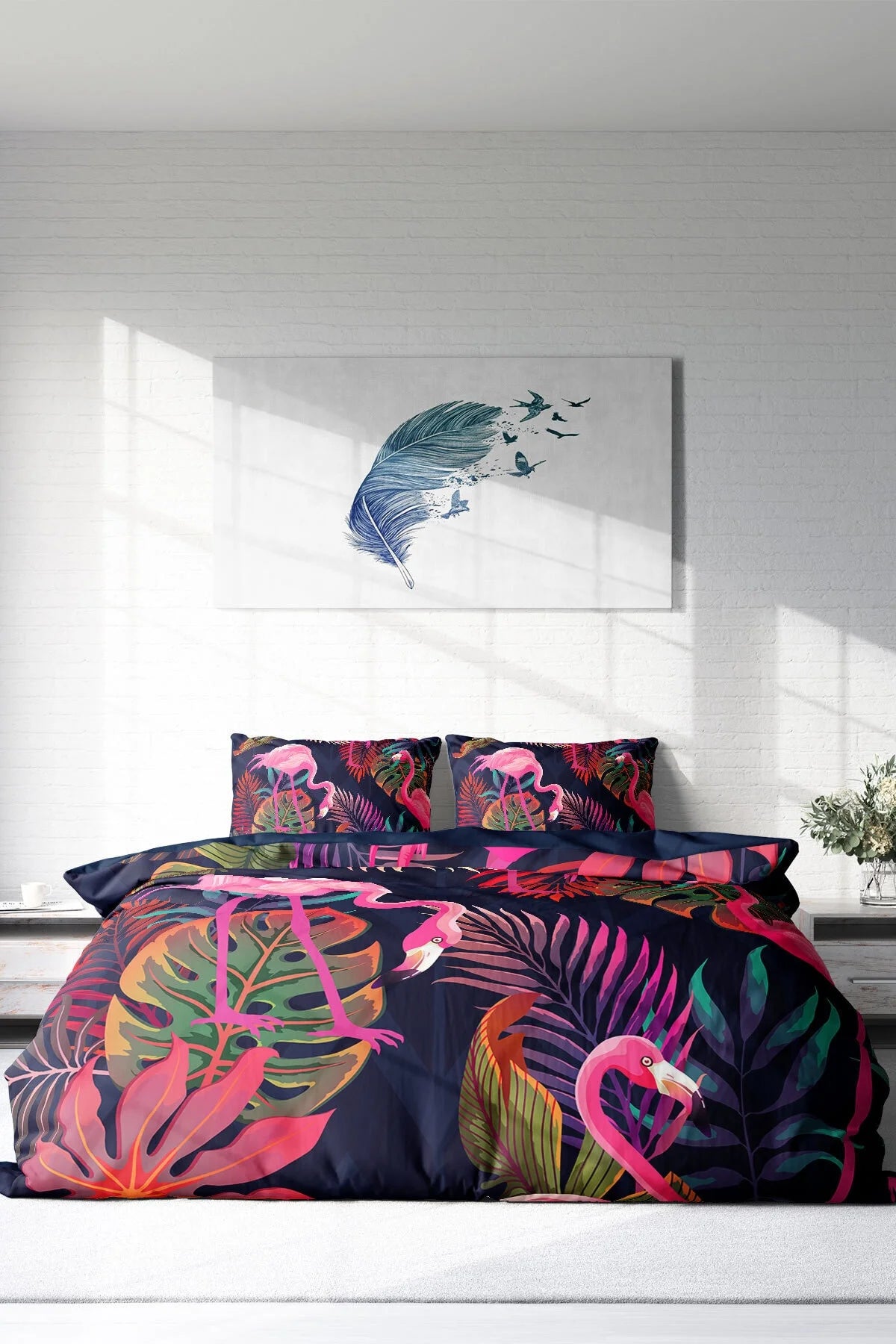 Flamingo I 3D Çift Kişilik Nevresim Takımı