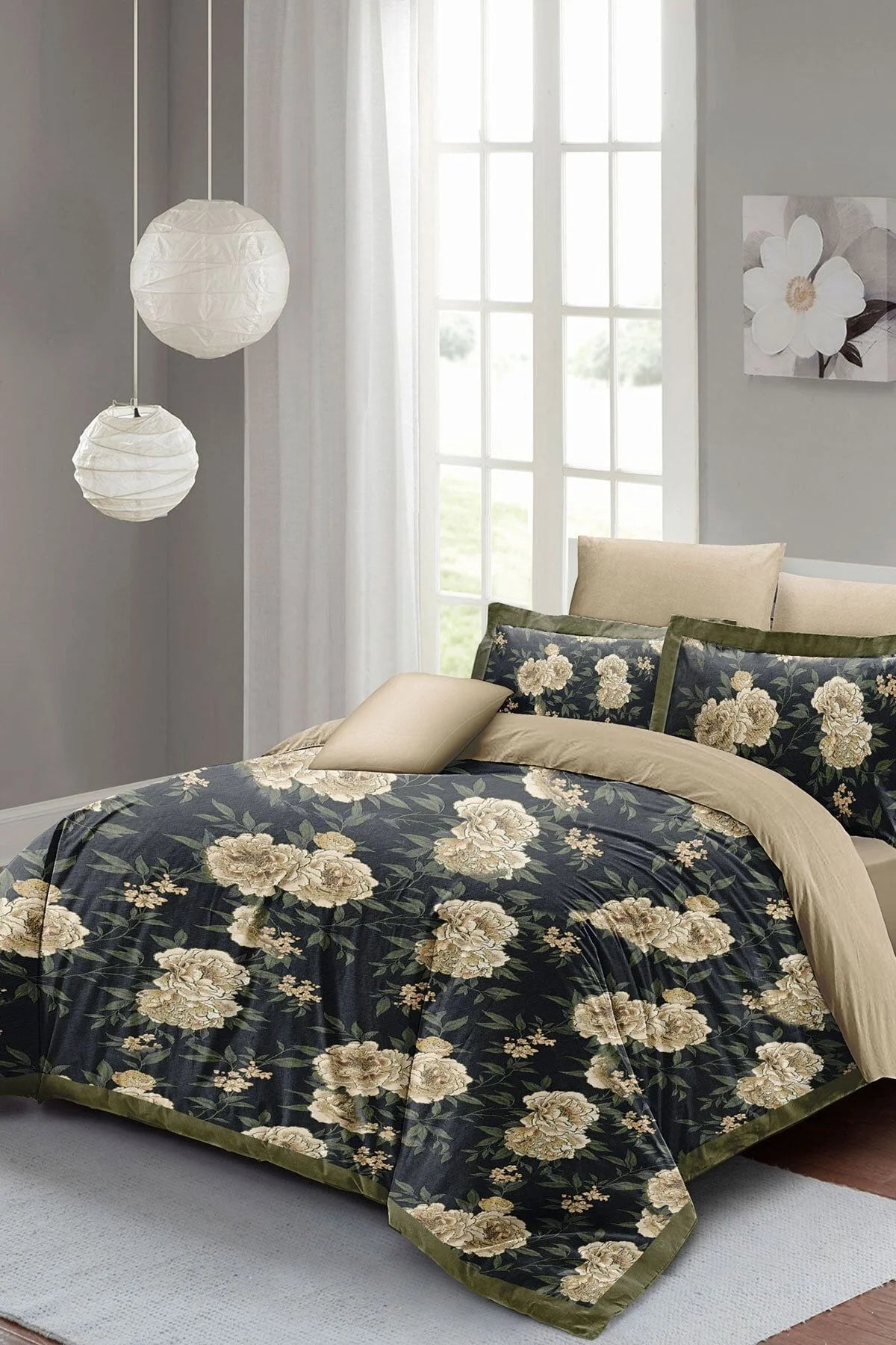 Flower Nefti Çift Kişilik Nevresim Takımı 3D Pamuk Saten