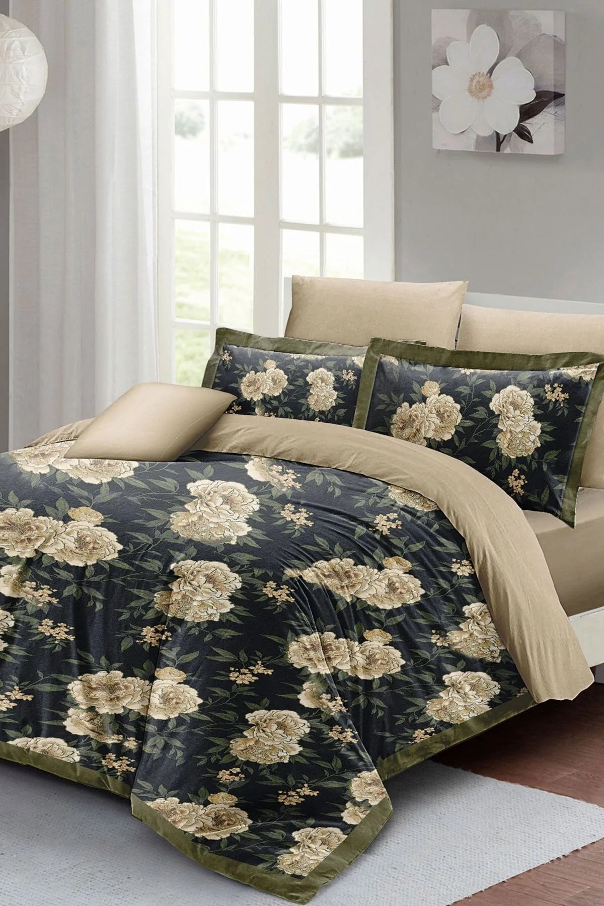 Flower Nefti Çift Kişilik Nevresim Takımı 3D Pamuk Saten
