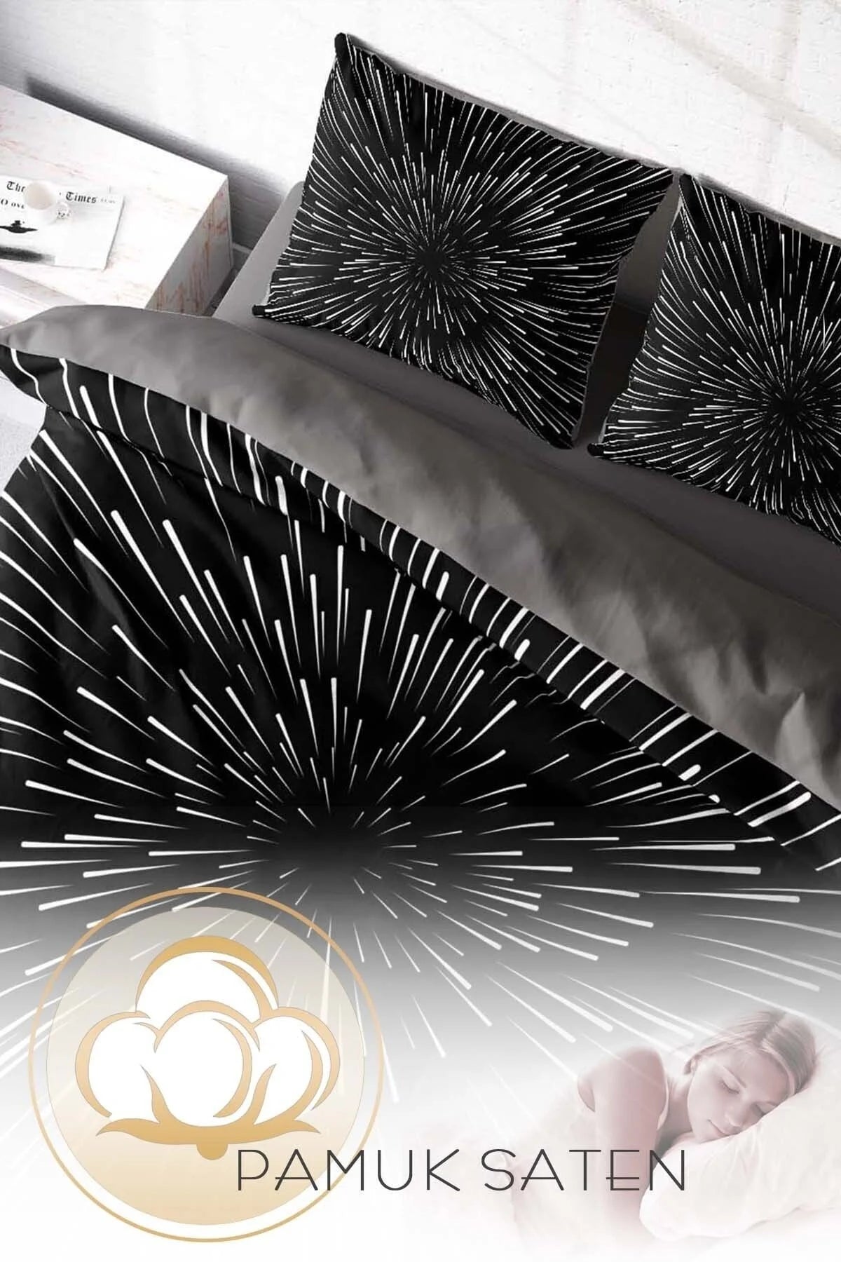 Galaxy Star 3D Pamuk Saten Çift Kişilik Nevresim Takımı