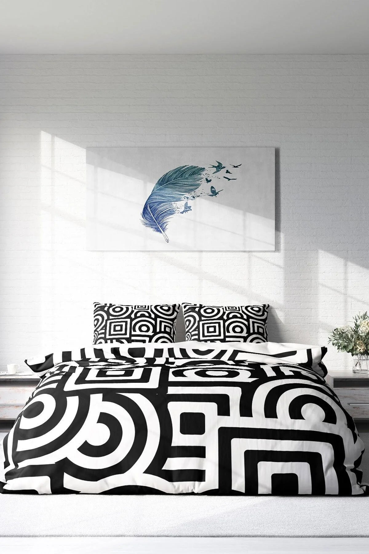 Geometric Mixed Modern Çift Kişilik Nevresim Takımı