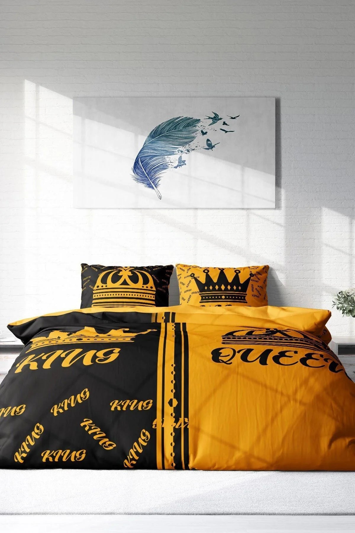 King-Queen 3D Pamuk Saten Çift Kişilik Nevresim Takımı