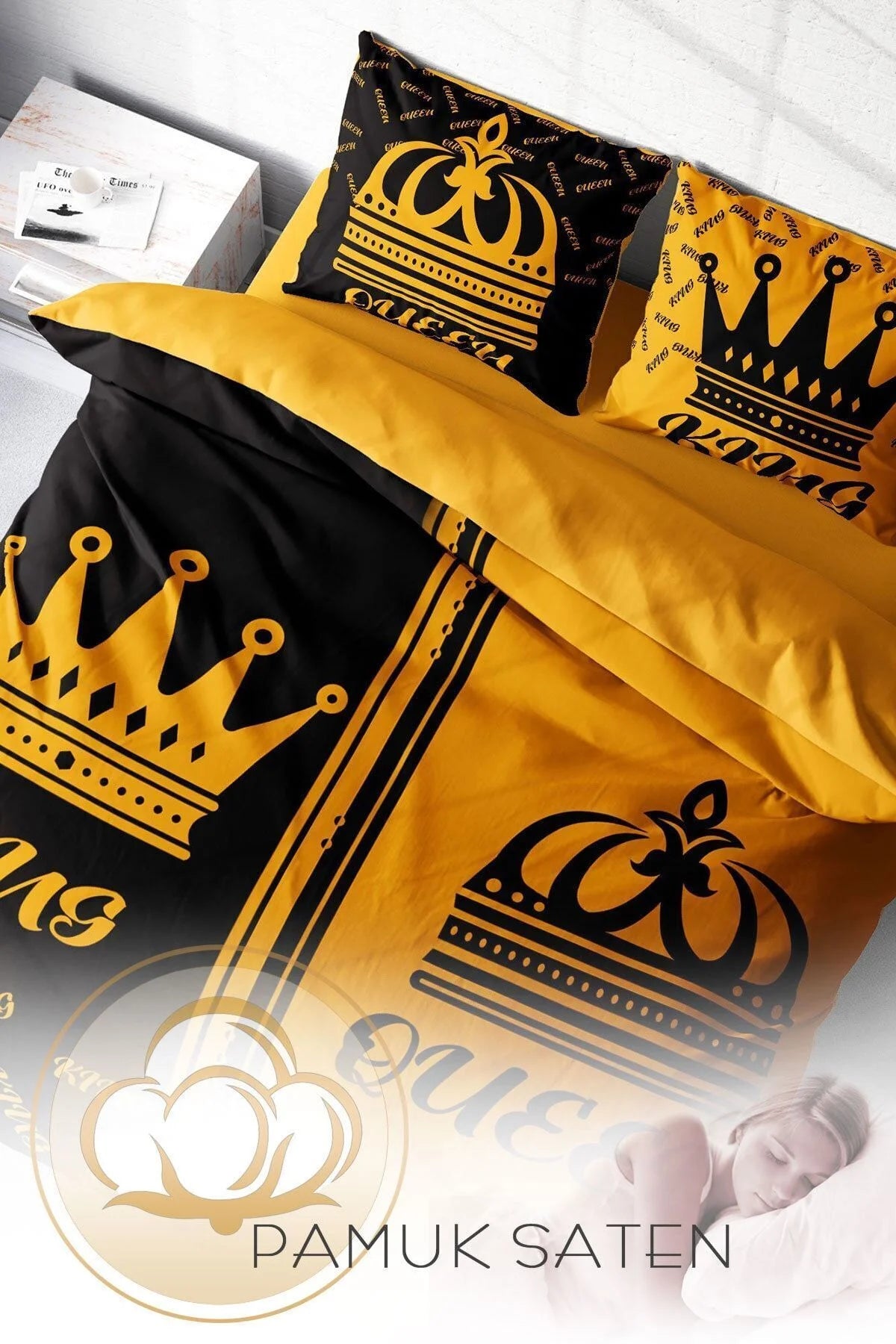 King-Queen 3D Pamuk Saten Çift Kişilik Nevresim Takımı