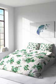 King Size Green Garden Naturel Çift Kişilik Nevresim Takımı