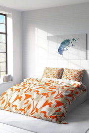 King Size Orange 3D Pamuk Saten Çift Kişilik Nevresim Takımı