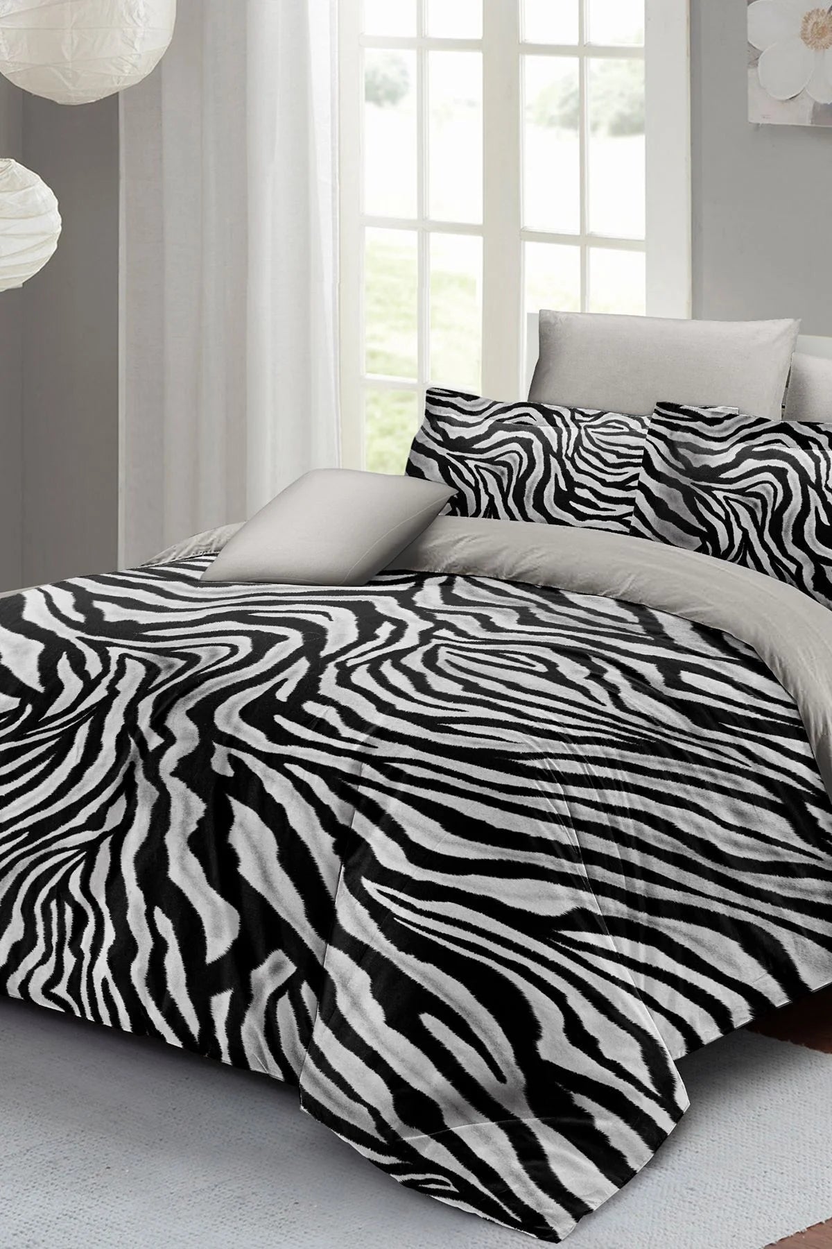 Leopar Çift Kişilik Nevresim Takımı Özel Dokuma Pamuk Saten Classical Zebra