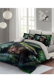Leopar Çift Kişilik Nevresim Takımı Özel Dokuma Pamuk Saten Jungle Leopard