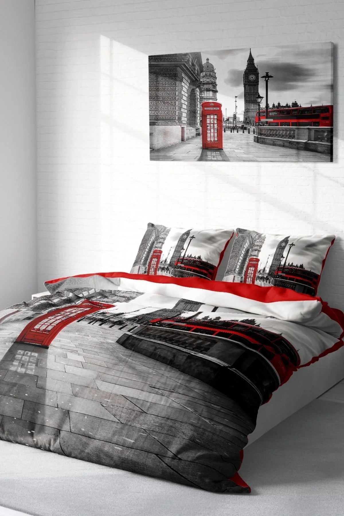 London 3D Pamuk Saten Çift Kişilik Nevresim Takımı