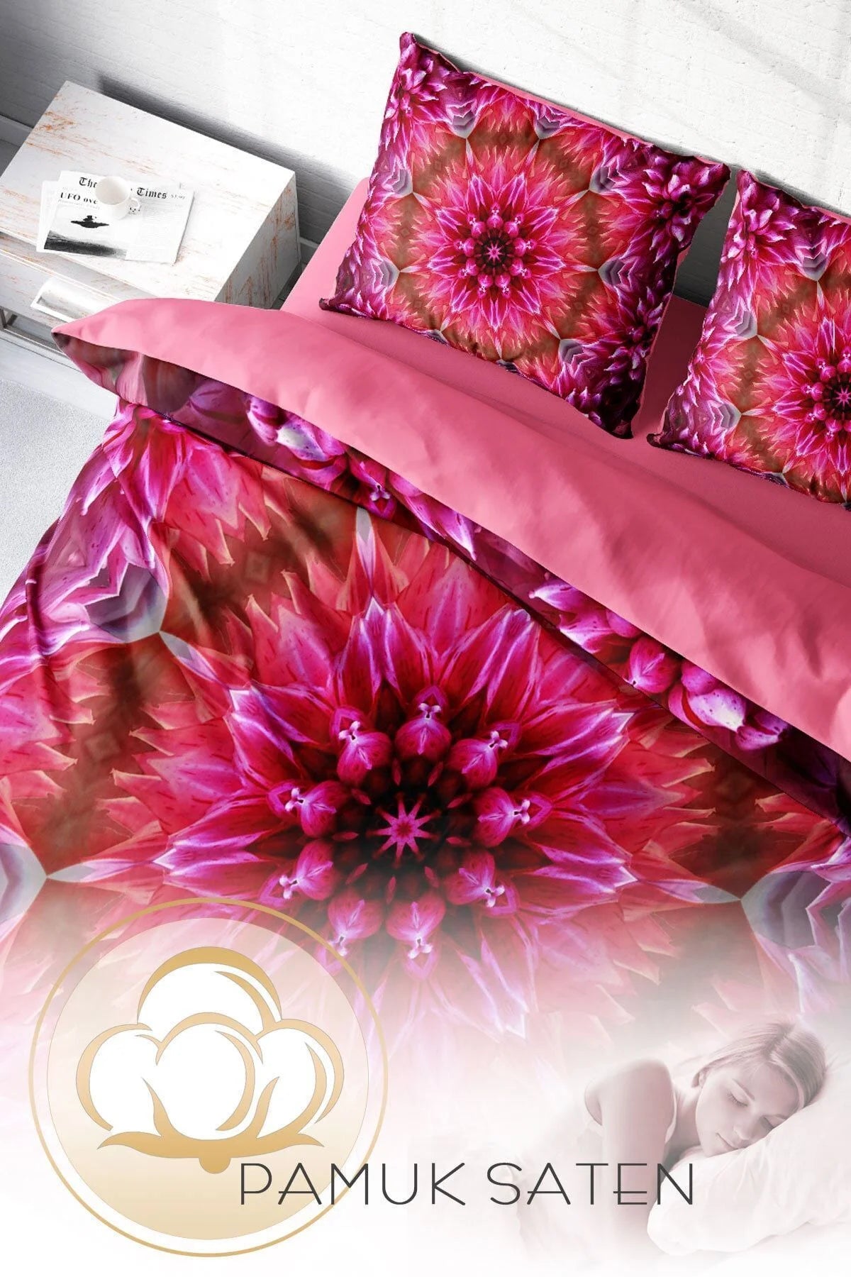 Mandala 2 3D Pamuk Saten Çift Kişilik Nevresim Takımı