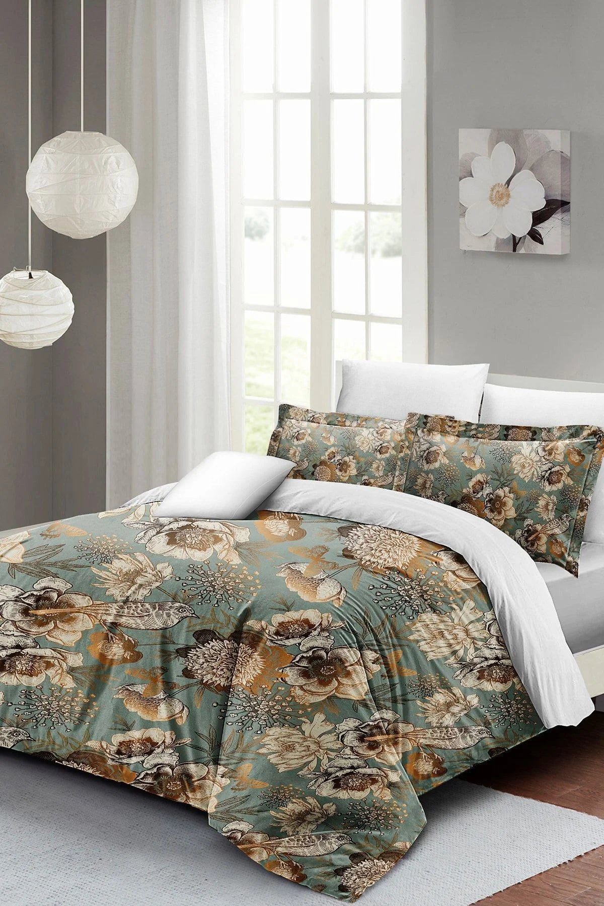 Mistique Flowers Çift Kişilik Nevresim Takımı 3D Pamuk Saten