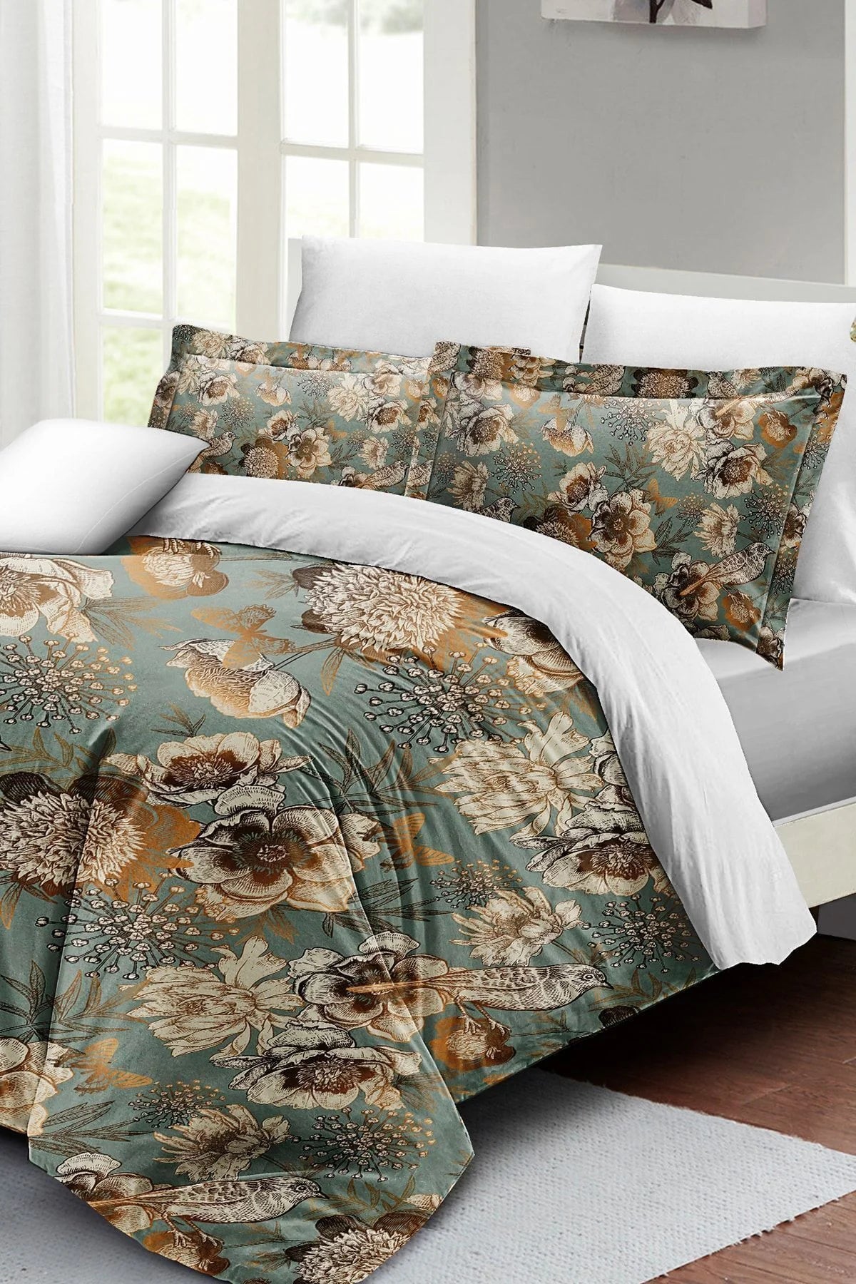 Mistique Flowers Çift Kişilik Nevresim Takımı 3D Pamuk Saten