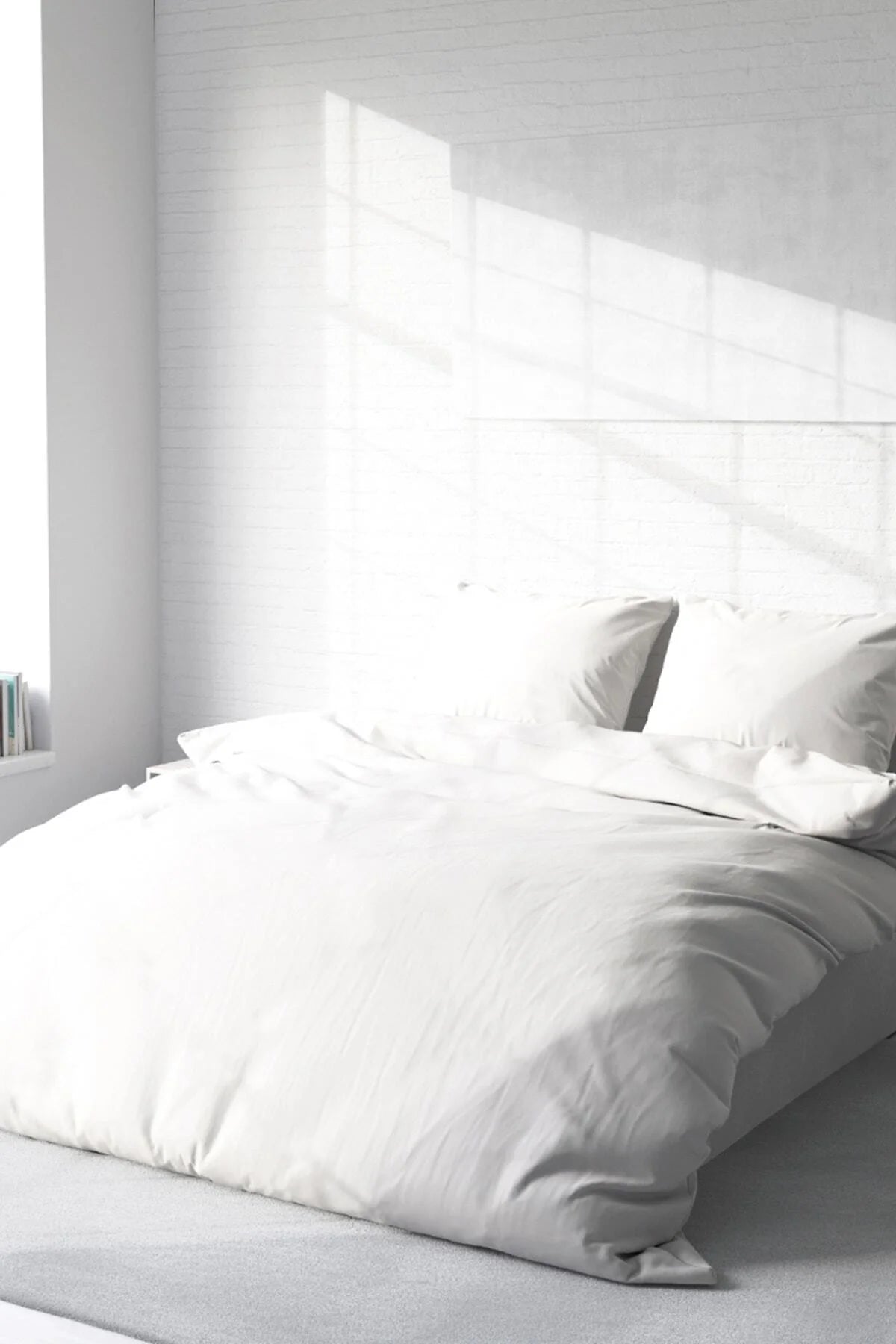 Nevresim Takımı Pamuk Saten Çift Kişilik 3D Digital Beyaz Lux Pamuk Percale