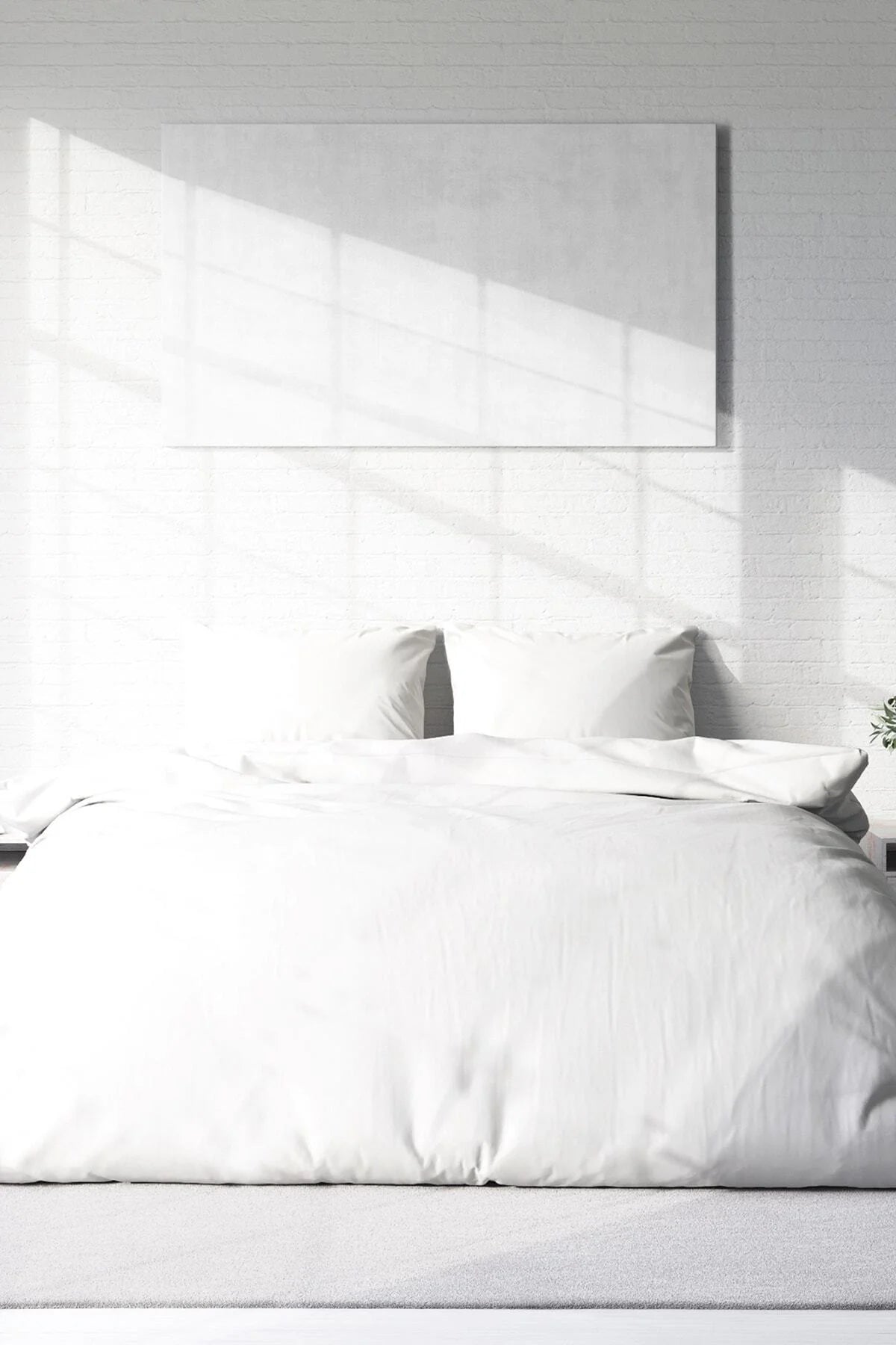 Nevresim Takımı Pamuk Saten Çift Kişilik 3D Digital Beyaz Lux Pamuk Percale