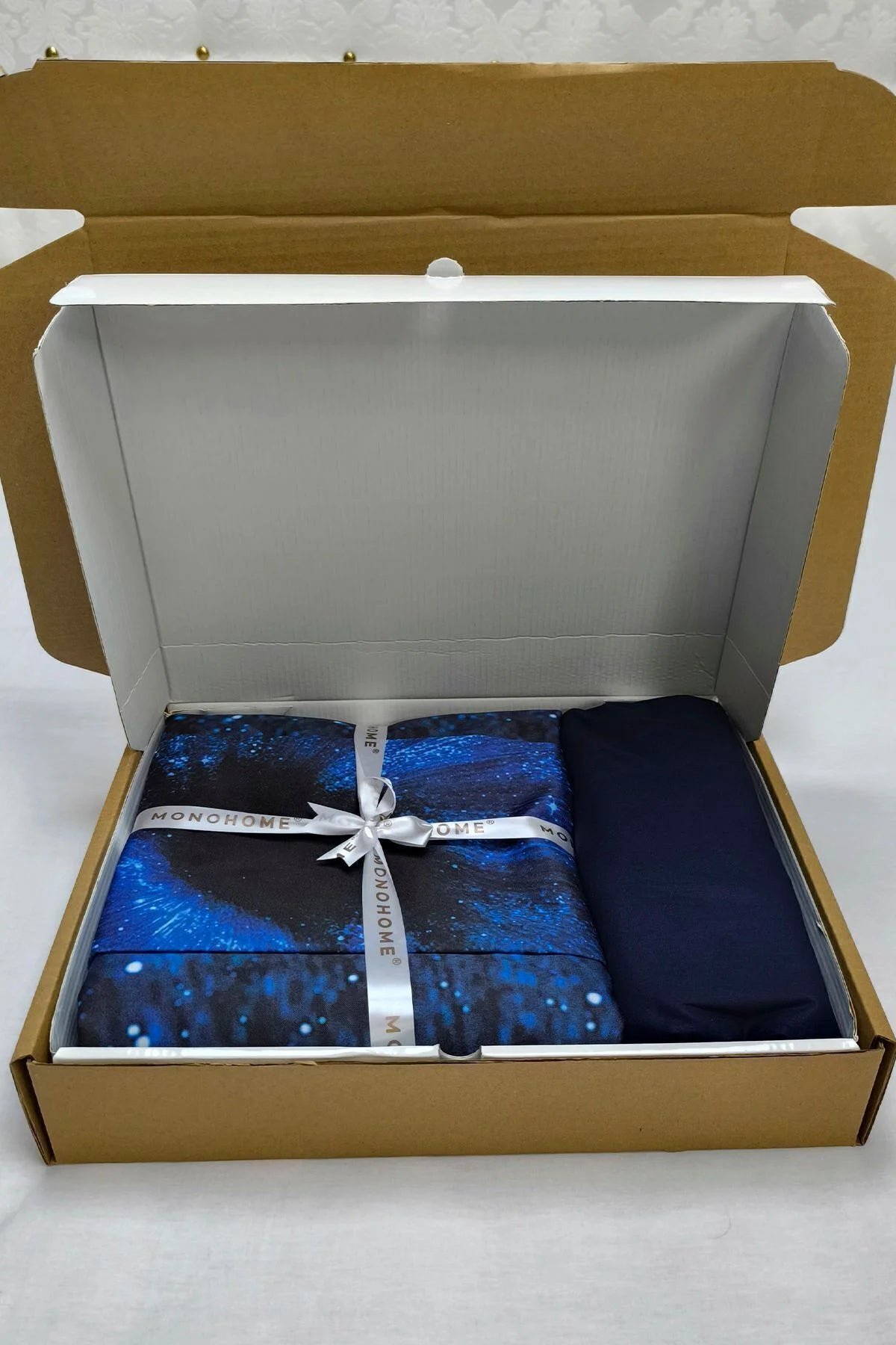 Nevresim Takımı Pamuk Saten Çift Kişilik 3D Digital Blue Night