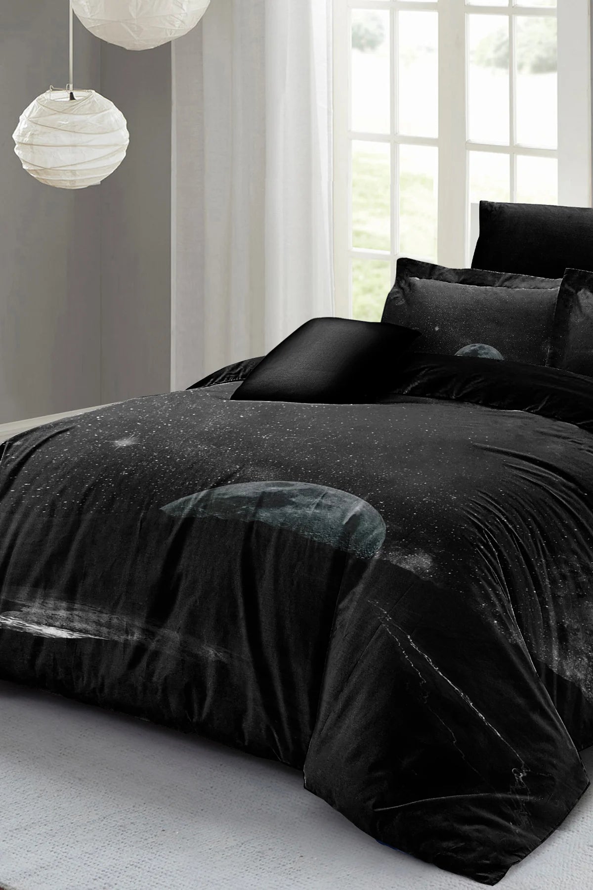 Nevresim Takımı Pamuk Saten Çift Kişilik 3D Digital Dark Moon