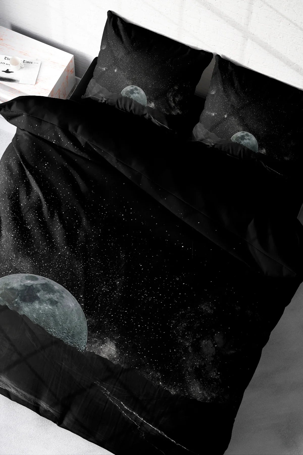 Nevresim Takımı Pamuk Saten Çift Kişilik 3D Digital Dark Moon