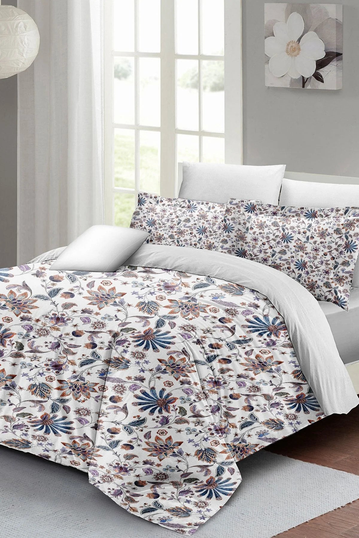 Nevresim Takımı Pamuk Saten Çift Kişilik 3D Digital Elegant Floral