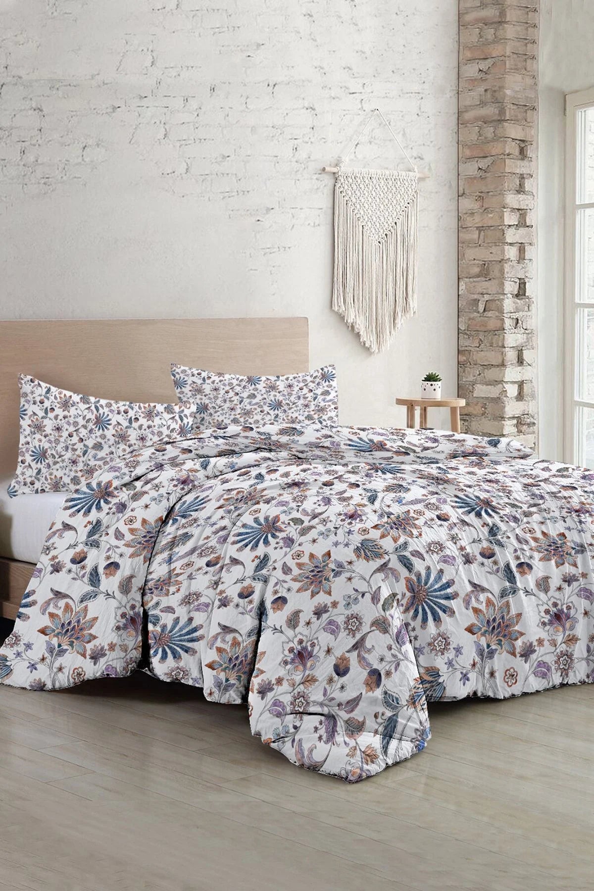 Nevresim Takımı Pamuk Saten Çift Kişilik 3D Digital Elegant Floral