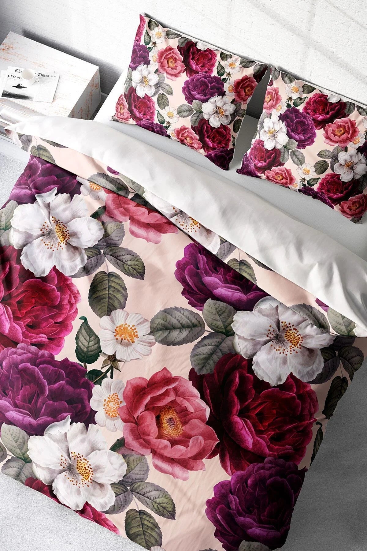 Nevresim Takımı Pamuk Saten Çift Kişilik 3D Digital Flower Dream