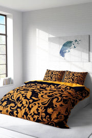 Nevresim Takımı Pamuk Saten Çift Kişilik 3D Digital Gold Floral