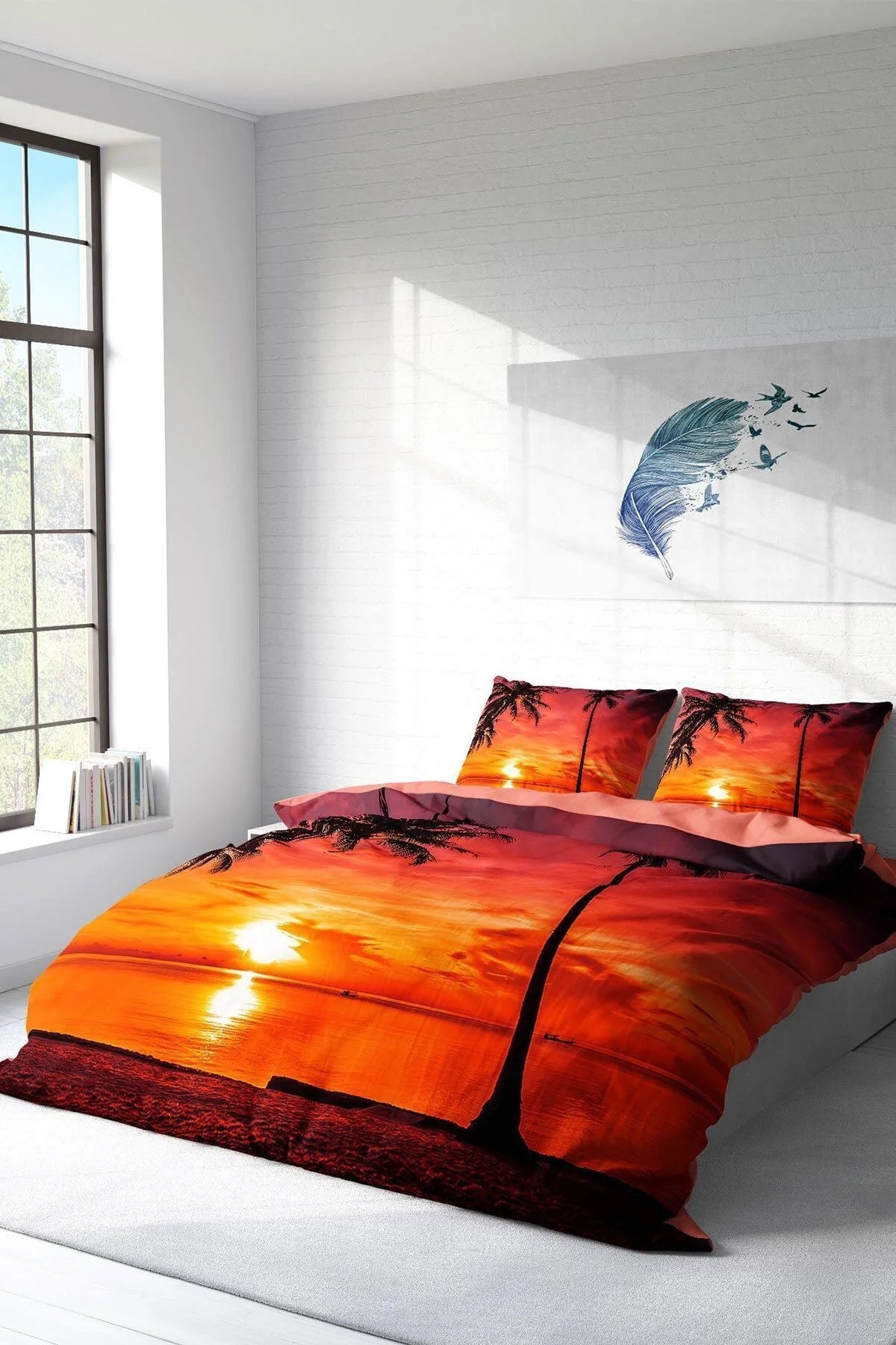 Nevresim Takımı Pamuk Saten Çift Kişilik 3D Digital Gun Batımı