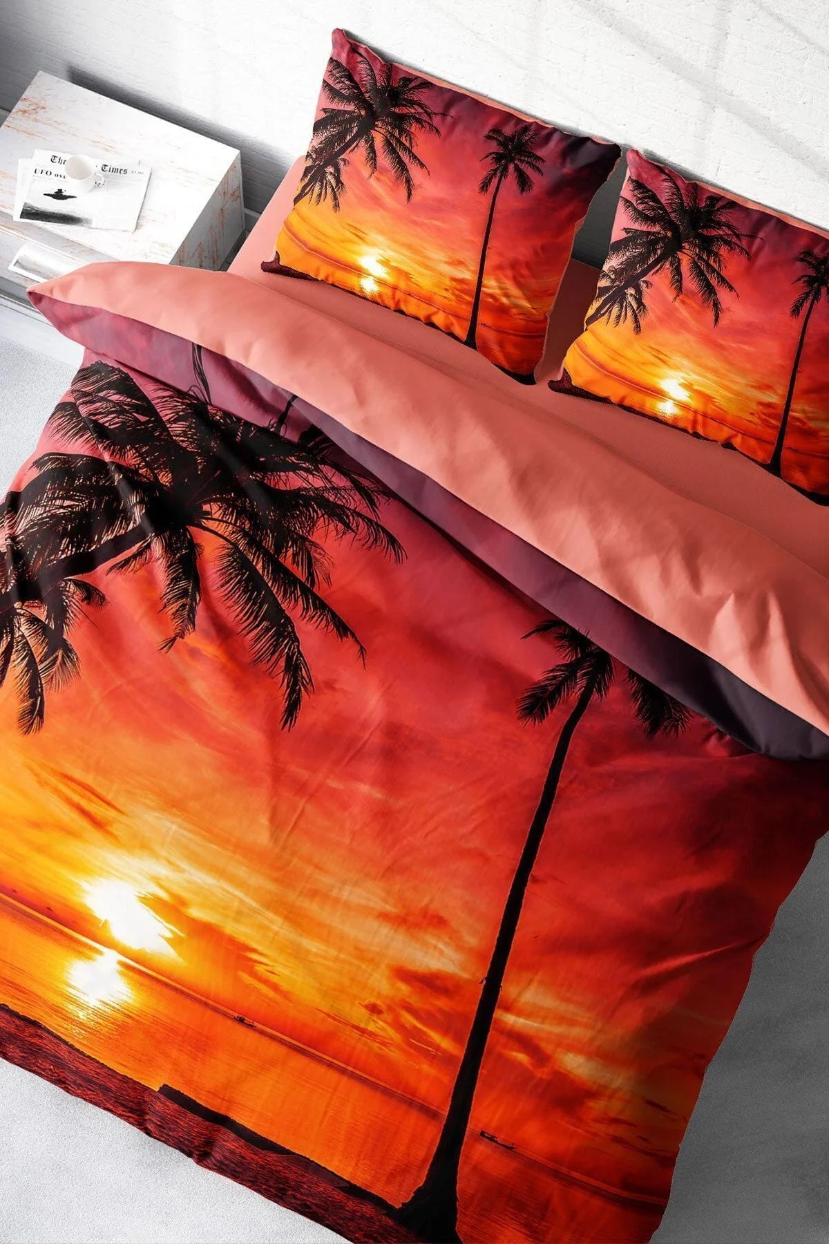 Nevresim Takımı Pamuk Saten Çift Kişilik 3D Digital Gun Batımı