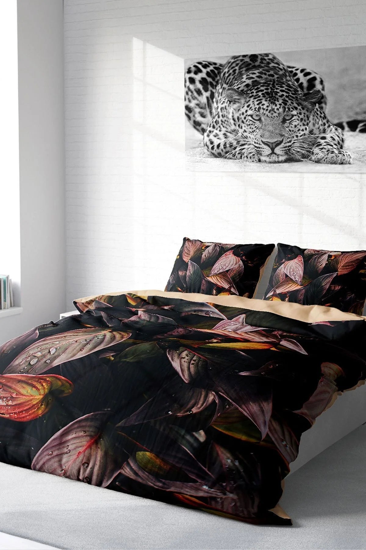 Nevresim Takımı Pamuk Saten Çift Kişilik 3D Digital Güz Yaprakları