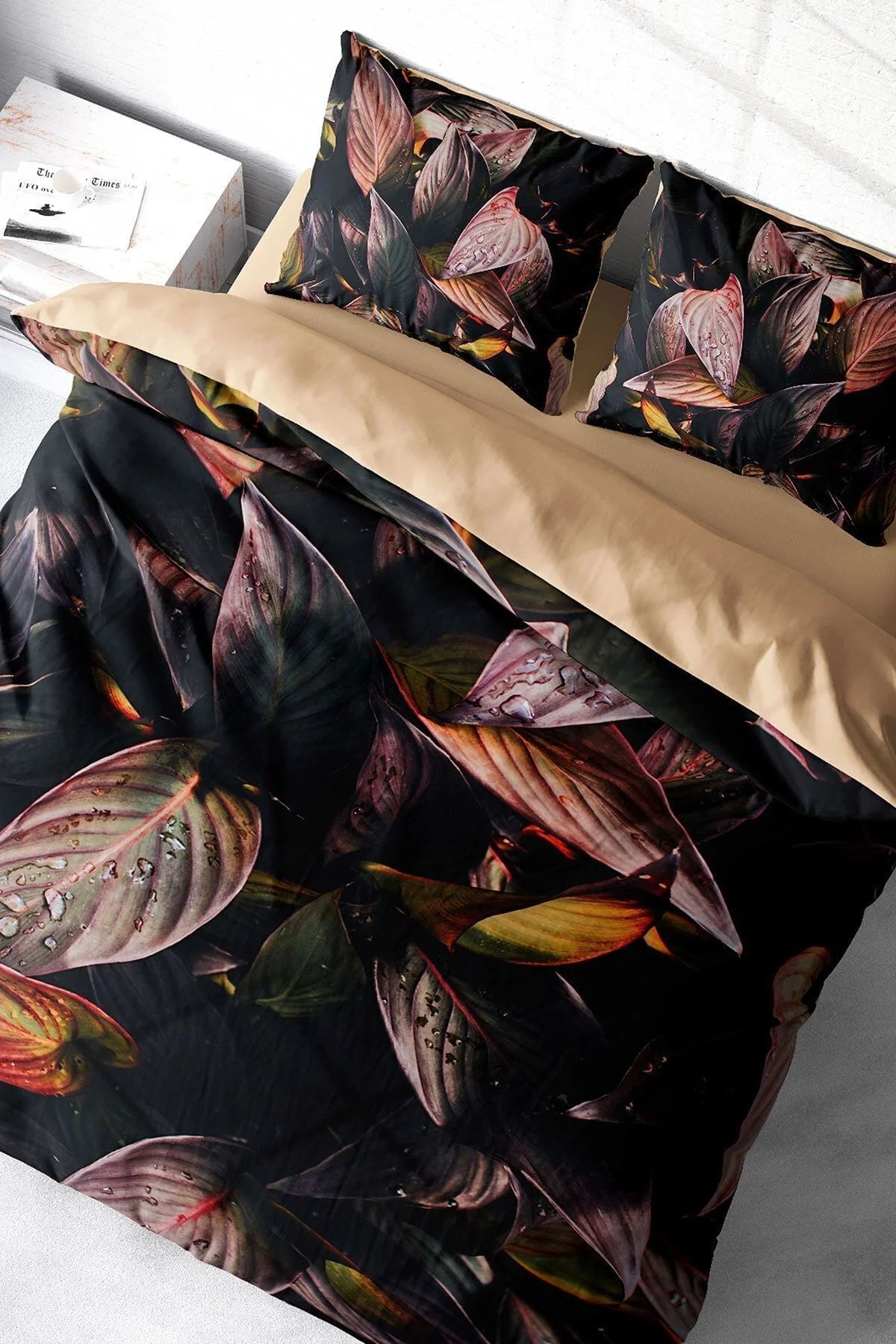 Nevresim Takımı Pamuk Saten Çift Kişilik 3D Digital Güz Yaprakları