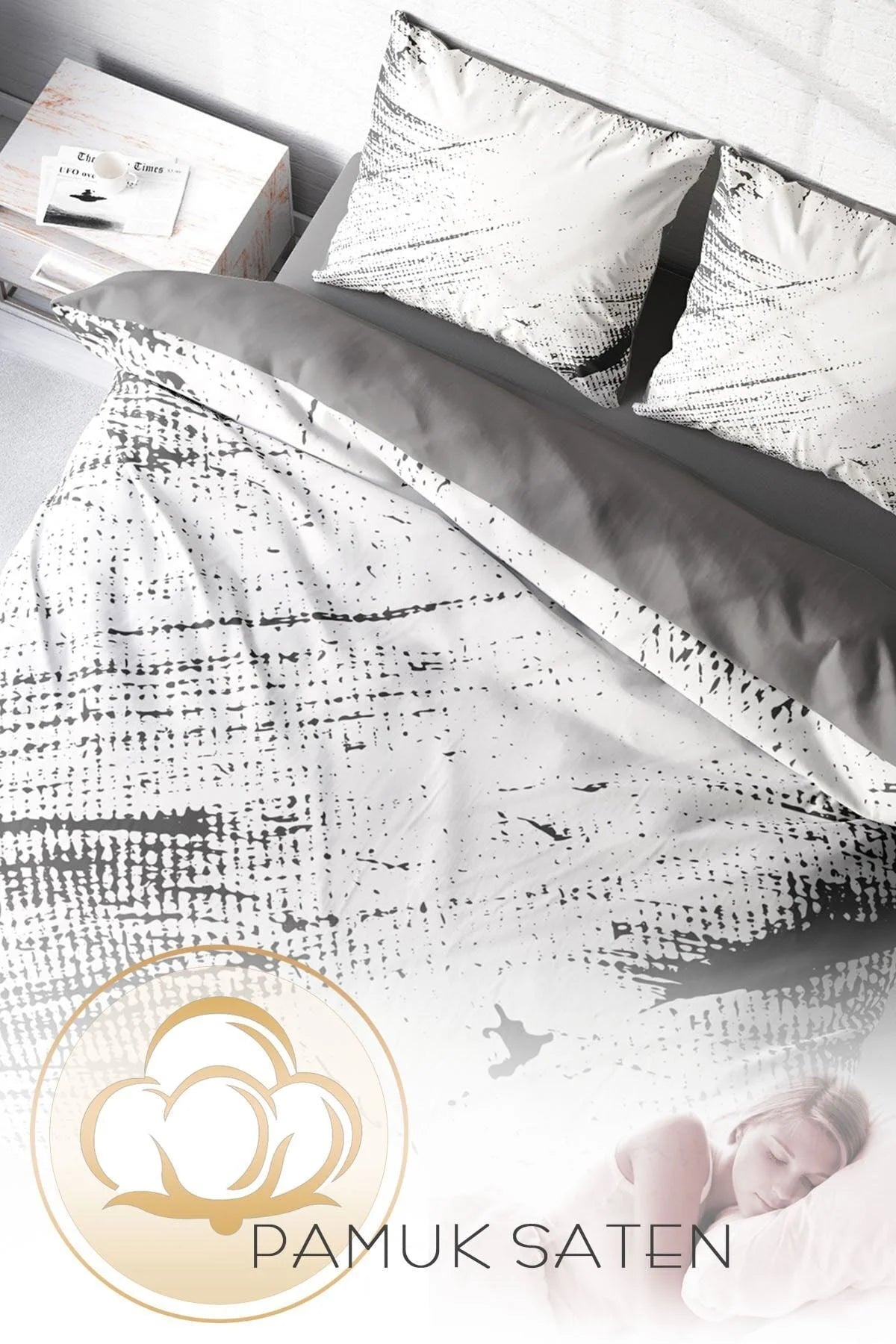 Nevresim Takımı Pamuk Saten Çift Kişilik 3D Digital Lux Marble