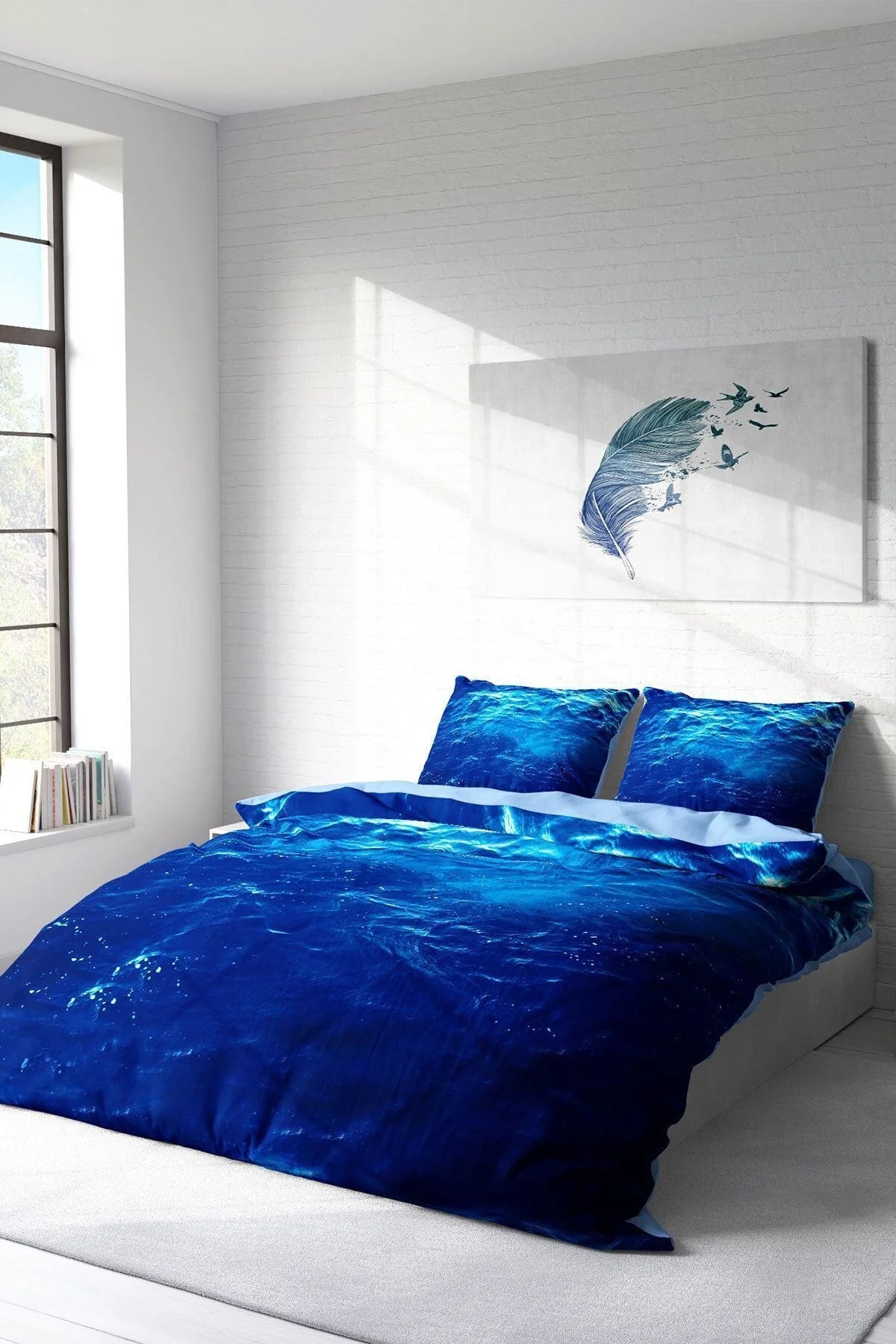 Nevresim Takımı Pamuk Saten Çift Kişilik 3D Digital Middle In Sea