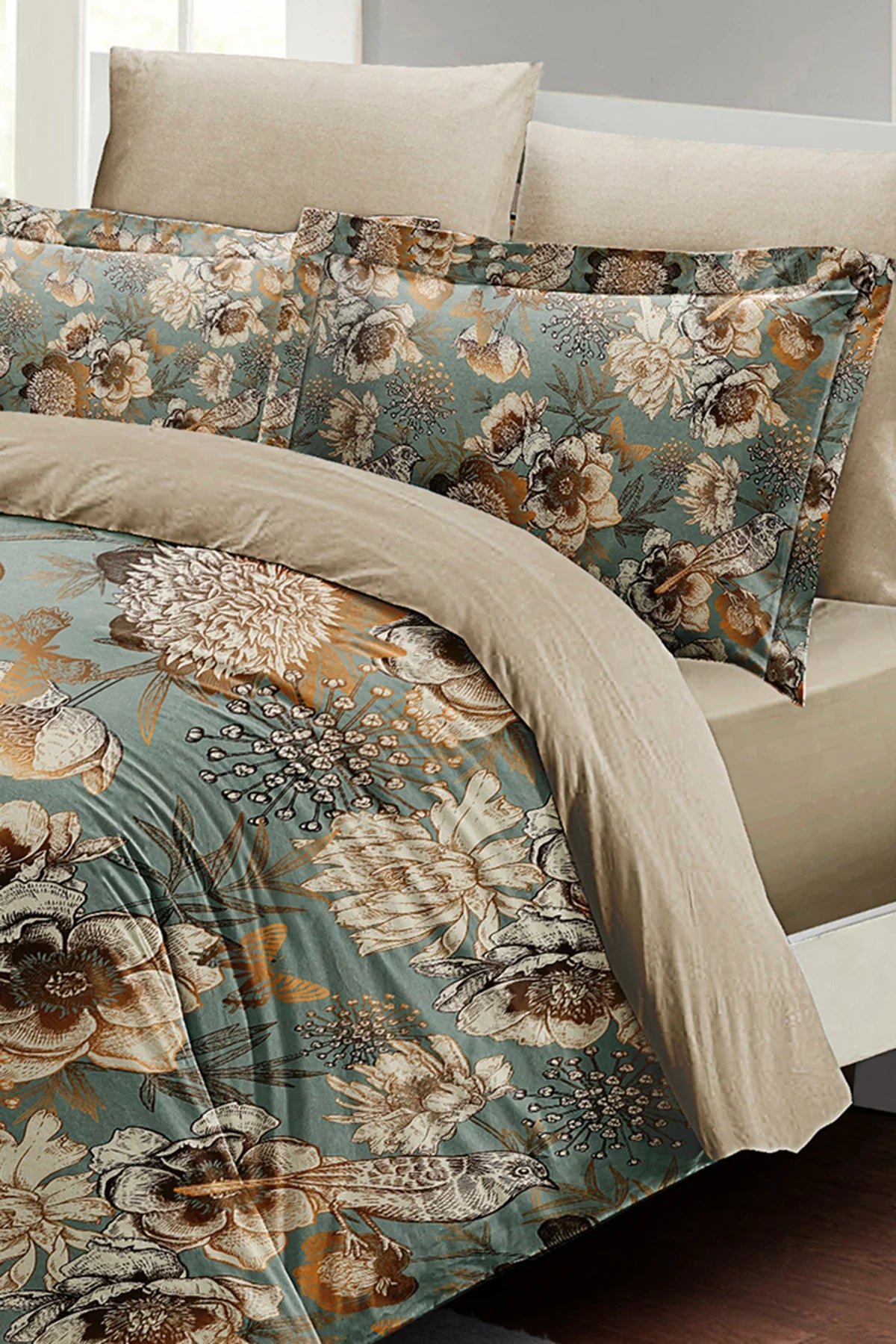 Nevresim Takımı Pamuk Saten Çift Kişilik 3D Digital Mistique Flowers