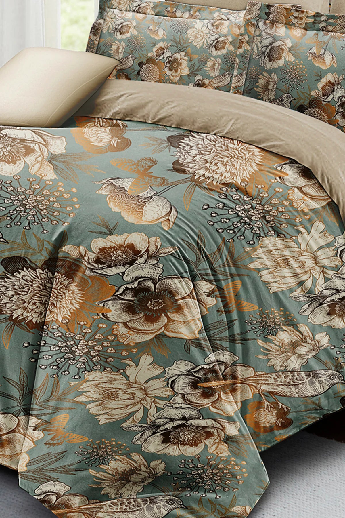 Nevresim Takımı Pamuk Saten Çift Kişilik 3D Digital Mistique Flowers