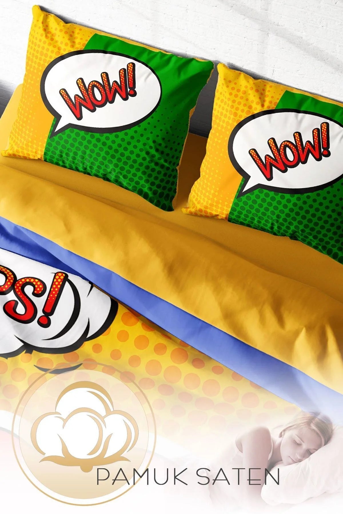 Nevresim Takımı Pamuk Saten Çift Kişilik 3D Digital Ooops Lips