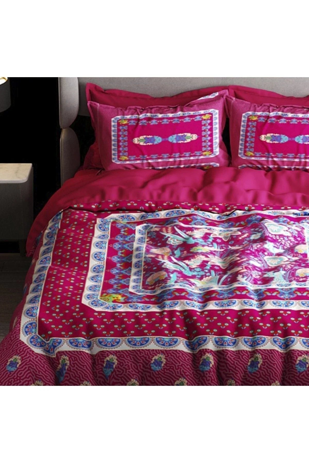 Nevresim Takımı Pamuk Saten Çift Kişilik 3D Digital Red Otantik