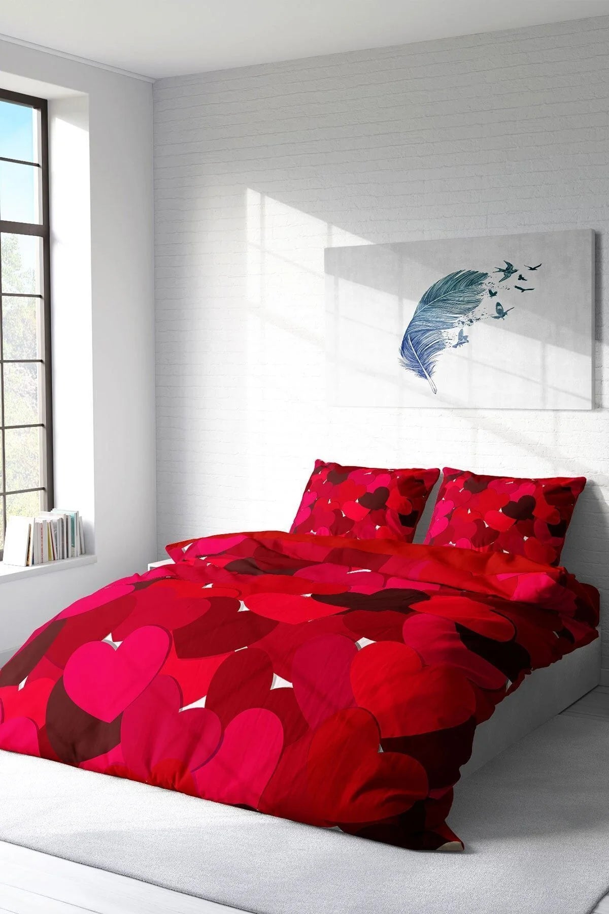 Nevresim Takımı Pamuk Saten Çift Kişilik 3D Digital Sevgililer Günü Iv