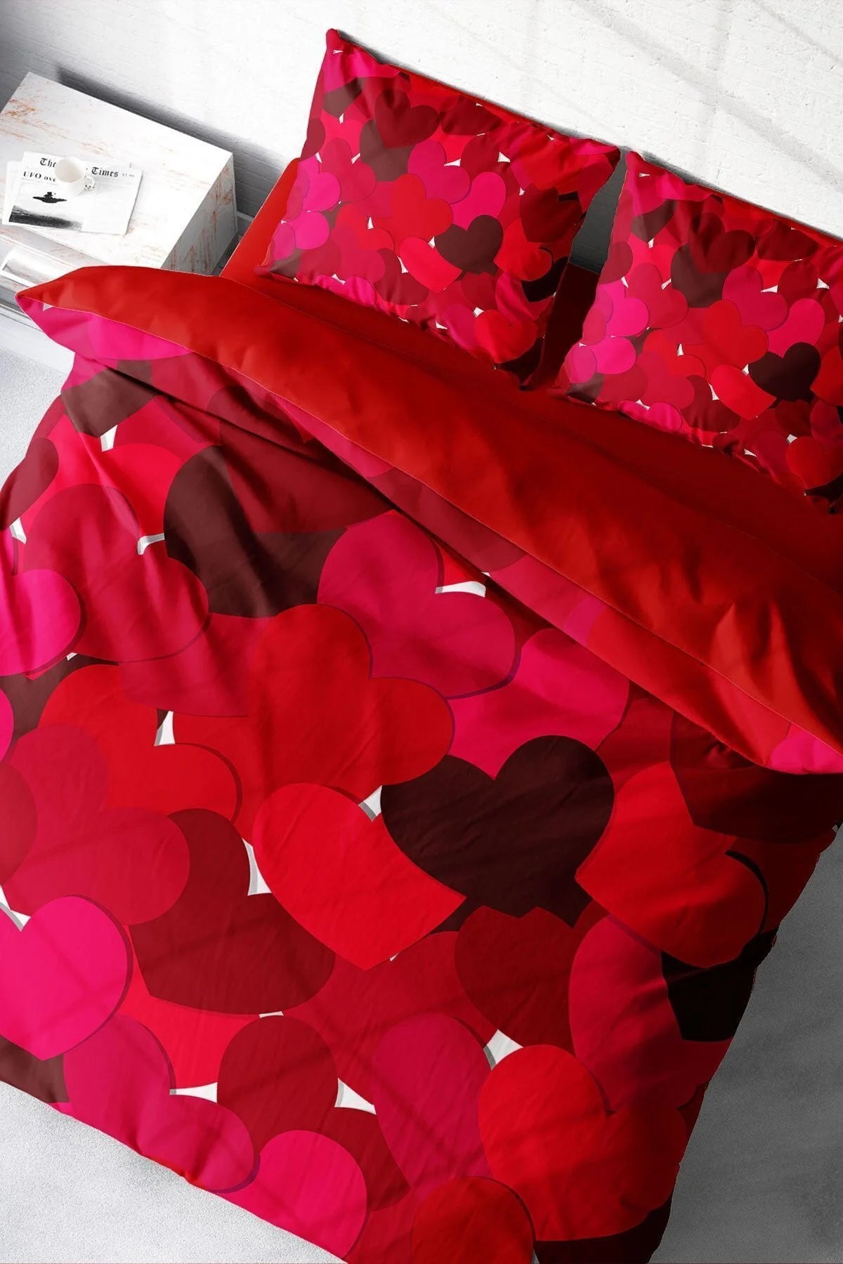 Nevresim Takımı Pamuk Saten Çift Kişilik 3D Digital Sevgililer Günü Iv