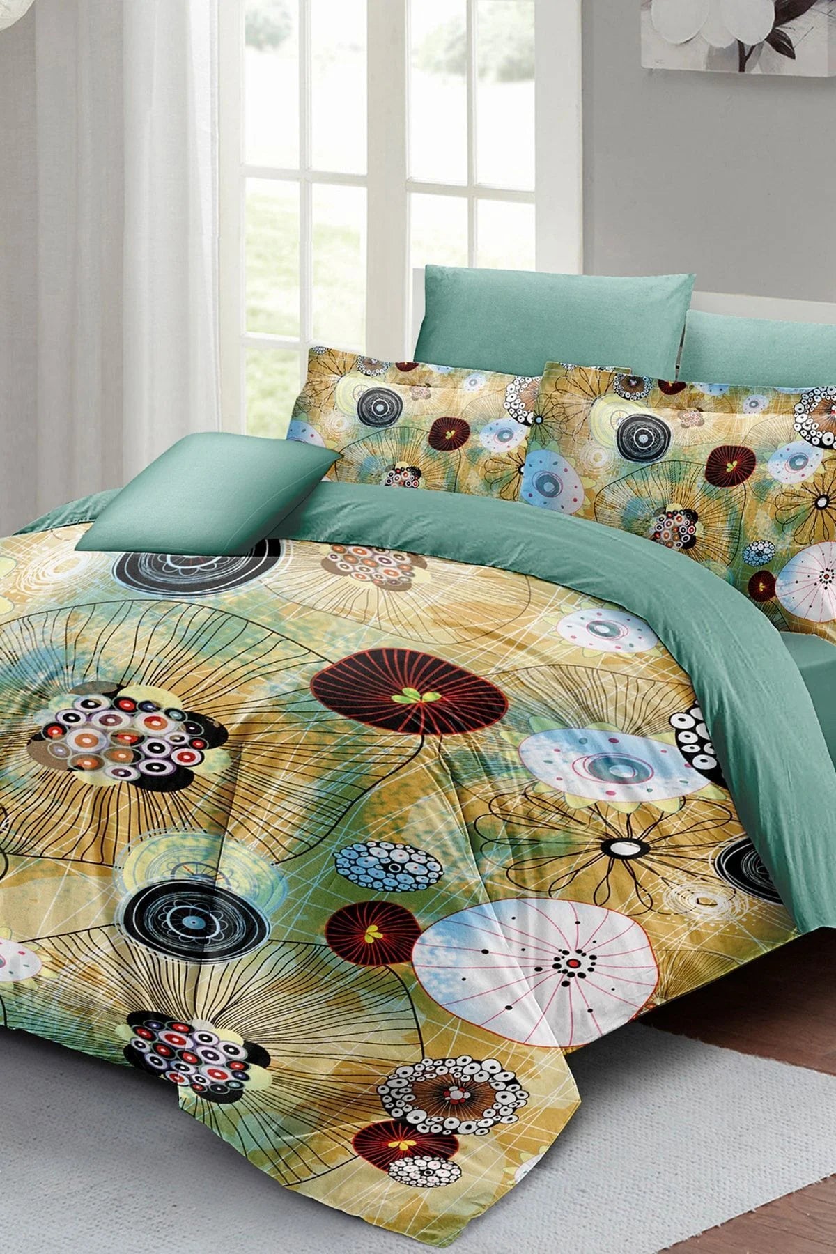 Nevresim Takımı Pamuk Saten Çift Kişilik 3D Digital Soft Energy