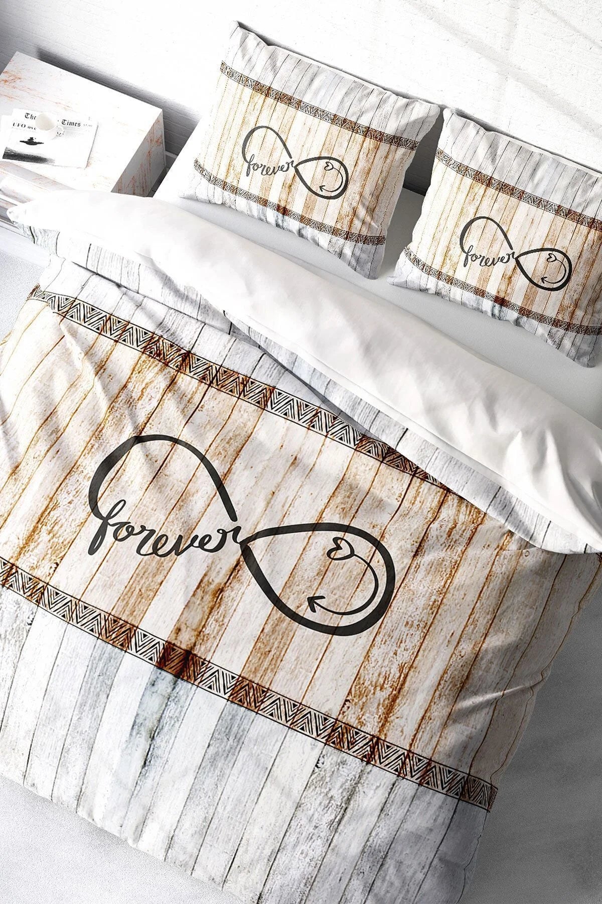 Nevresim Takımı Pamuk Saten Çift Kişilik 3D Digital Sonsuza Dek