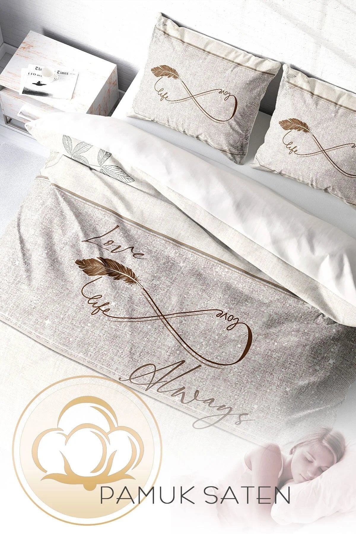 Nevresim Takımı Pamuk Saten Çift Kişilik 3D Digital Sonsuzluk